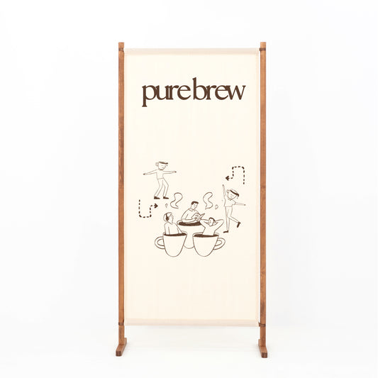 Natural fabric event wall for pop-up activations and tasting zones