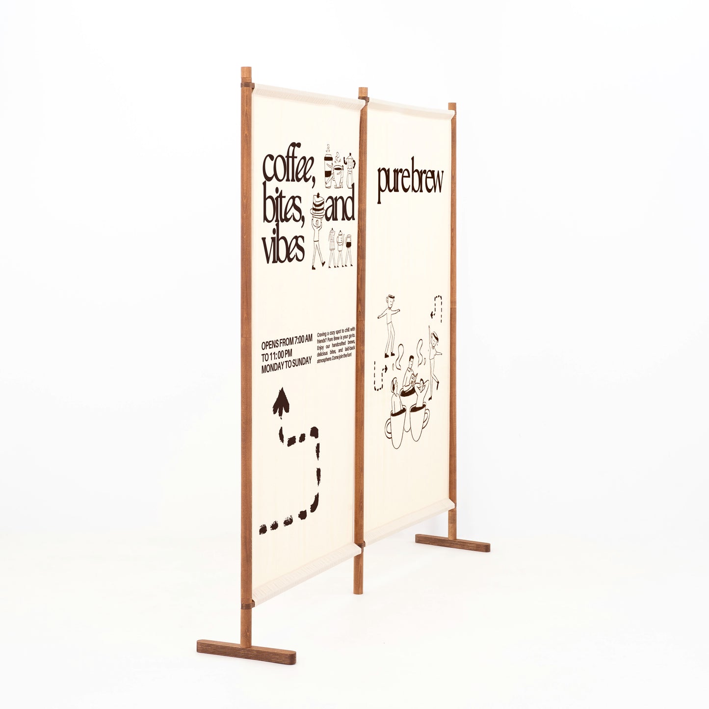 Coffee wood event wall base for premium retail and event styling
