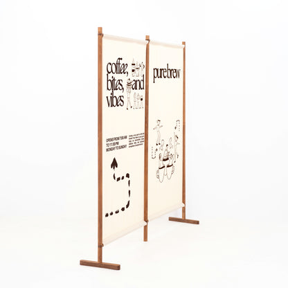 Coffee wood event wall base for premium retail and event styling
