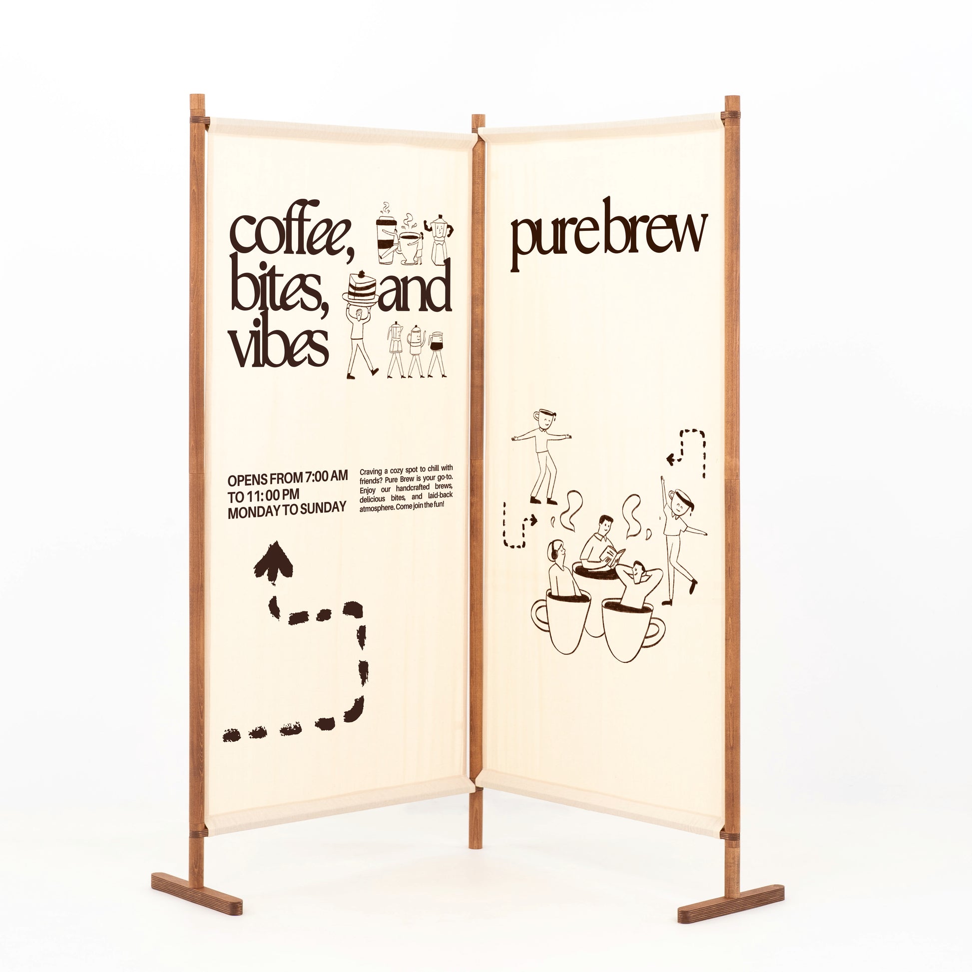 Double event wall for café launches, experiential marketing, and branded corners