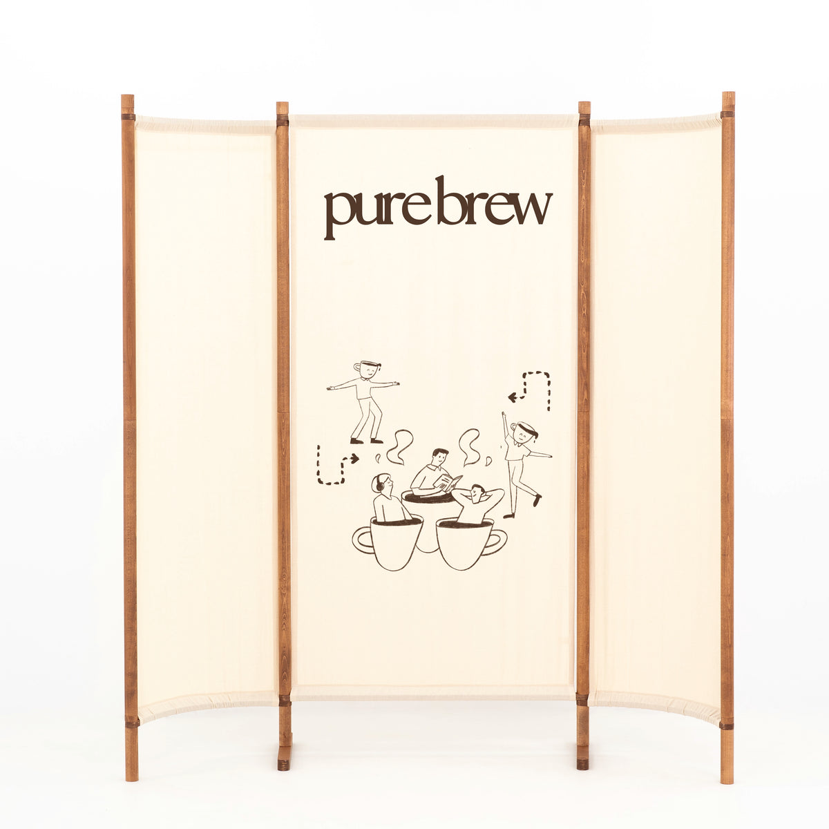 Triple panel natural fabric event wall for immersive brand activations and experiential retail spaces
