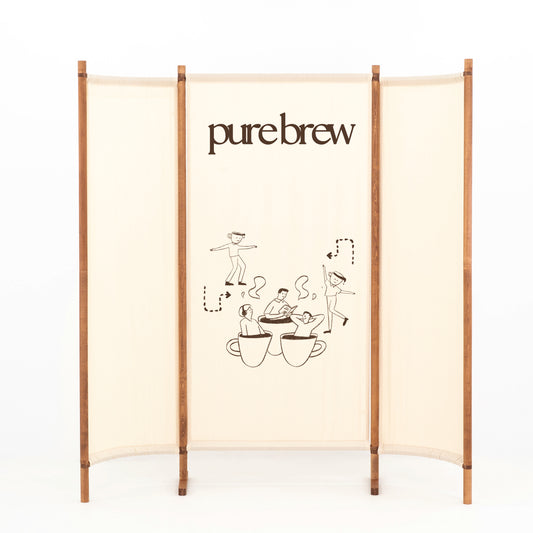 Triple panel natural fabric event wall for immersive brand activations and experiential retail spaces