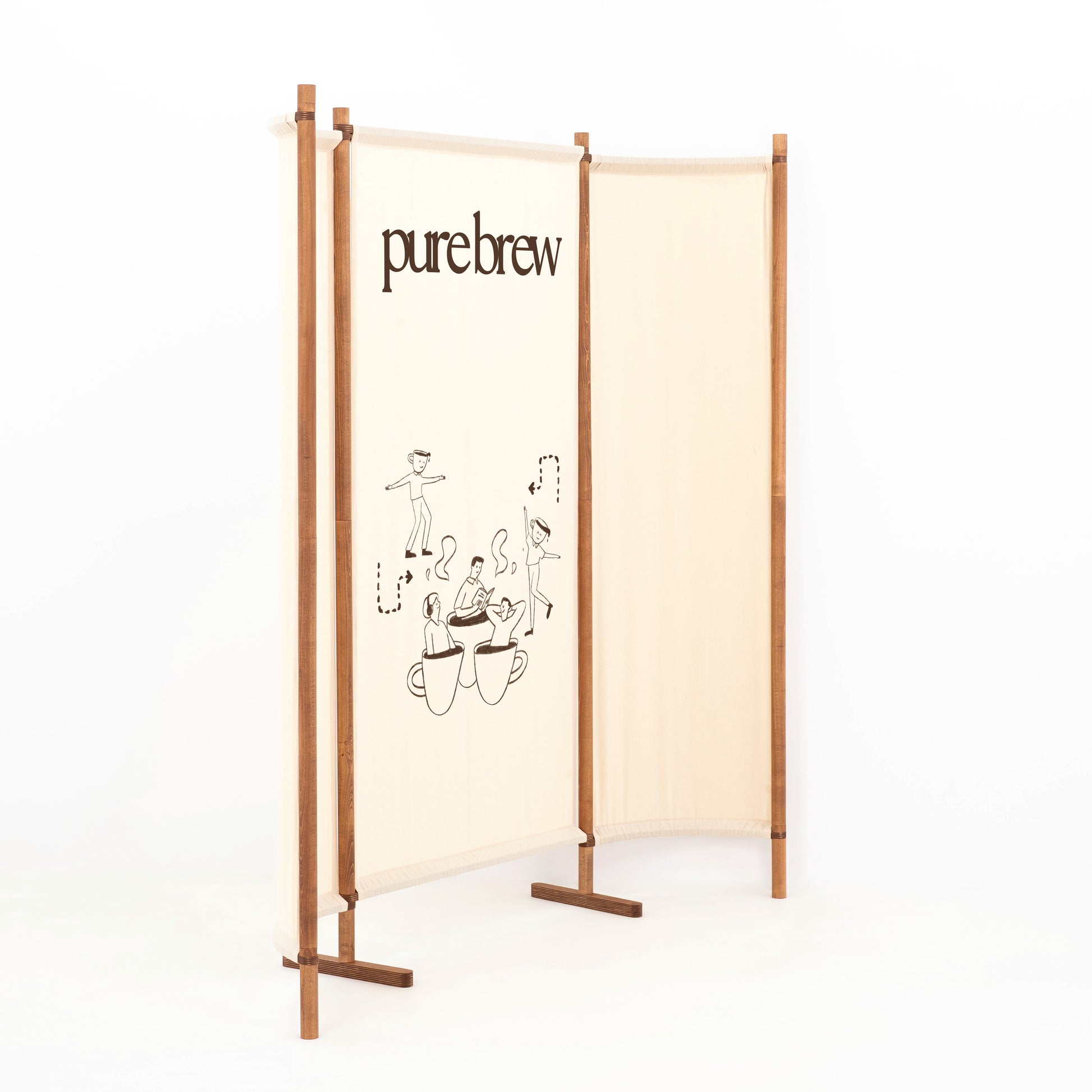 Ściana eventowa w kształcie litery U do opowiadania historii w kawiarni, stref degustacyjnych i scenografii agencyjnej