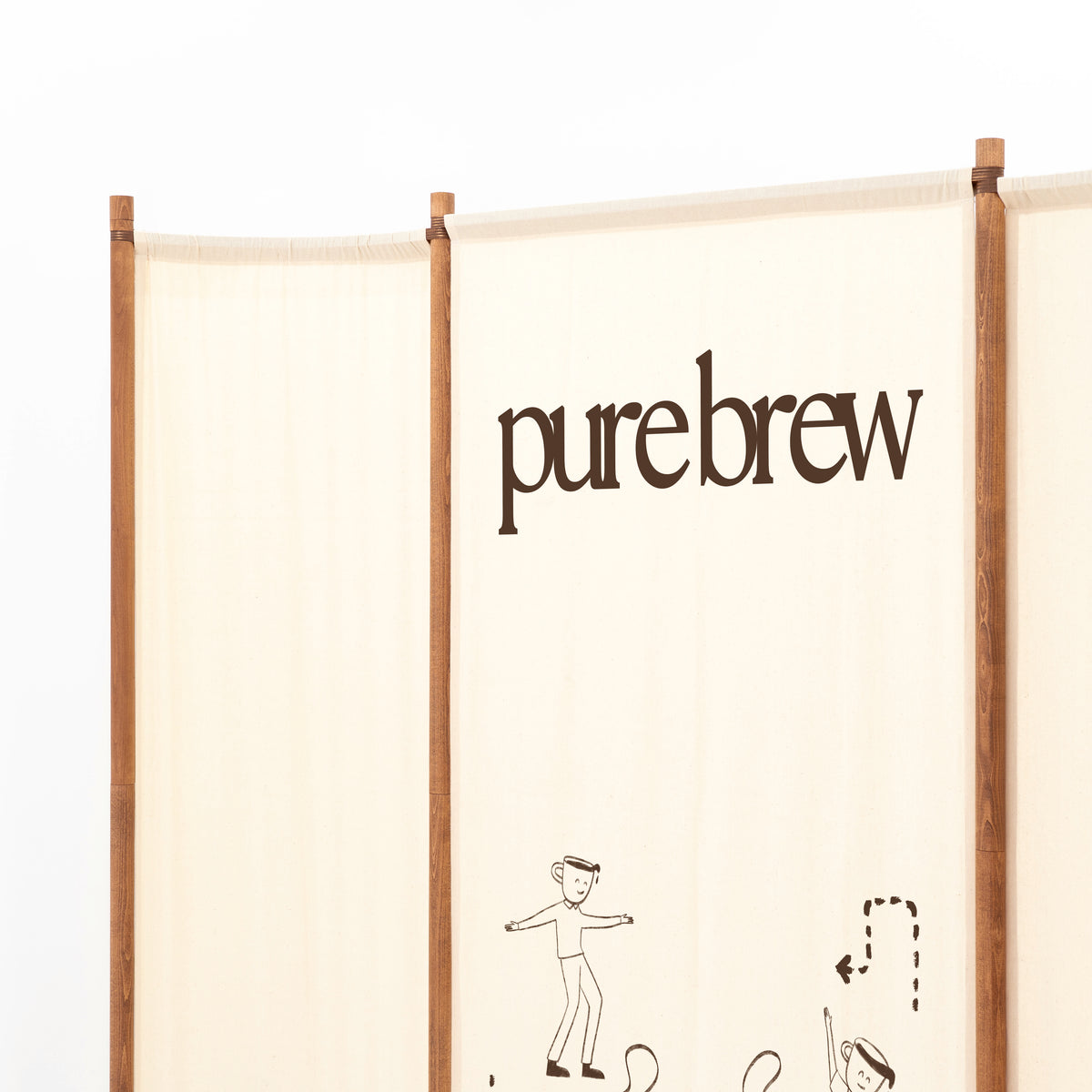 Natural fabric wall detail for agency event styling and scenography