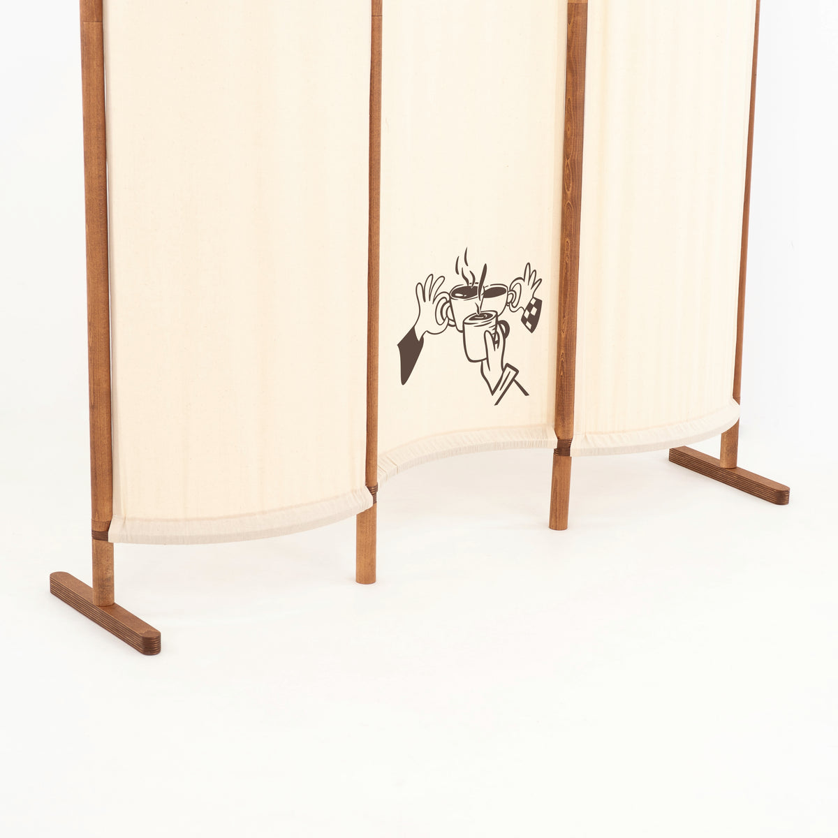 Natural fabric hospitality wall for coffee brand activations and launch events
