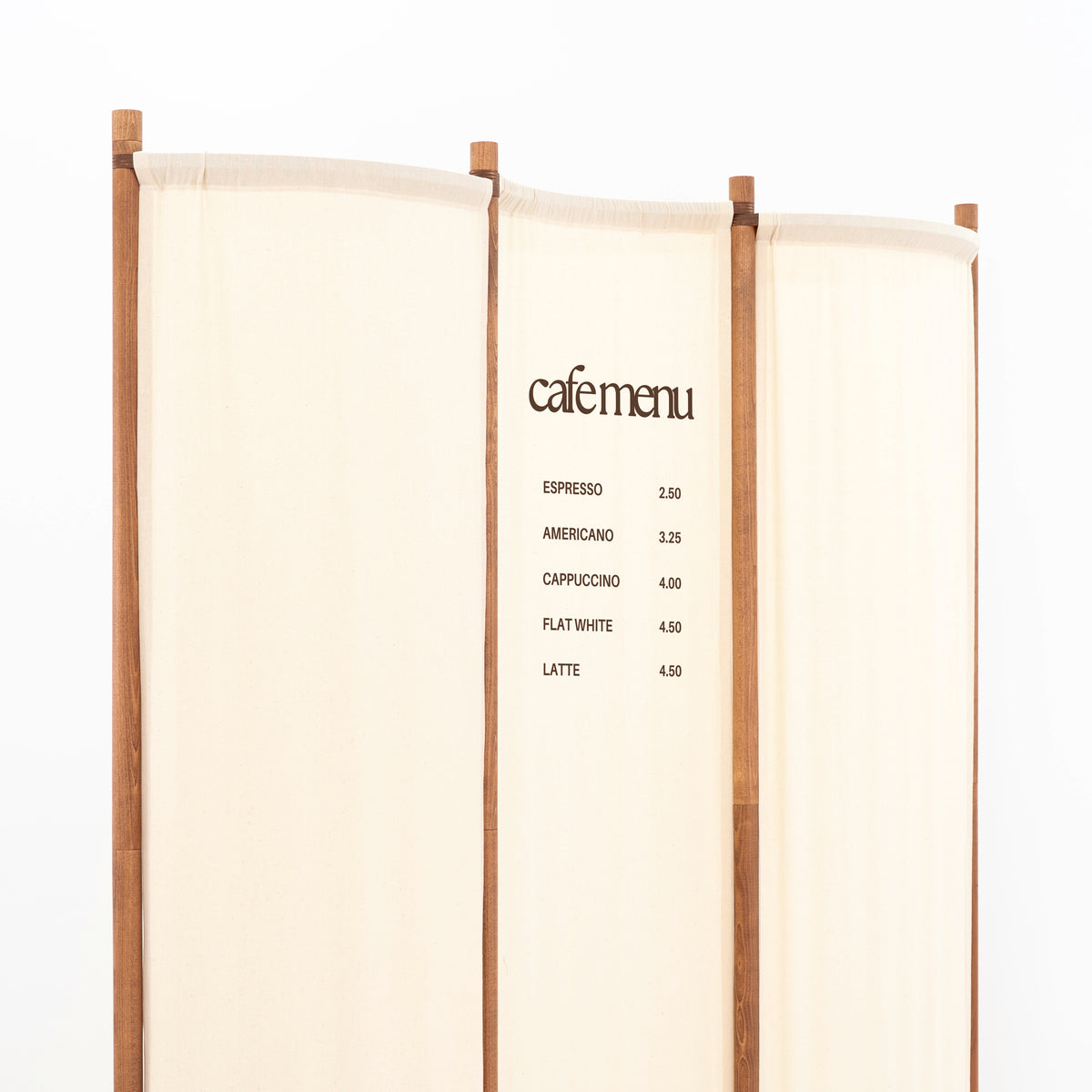 Triple event wall for café menus, tasting rituals, and hospitality styling
