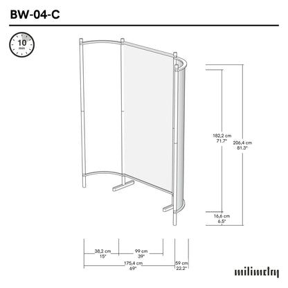 Technische Abmessungen der U-förmigen Dreifach-Eventwand für immersive Aktivierungen