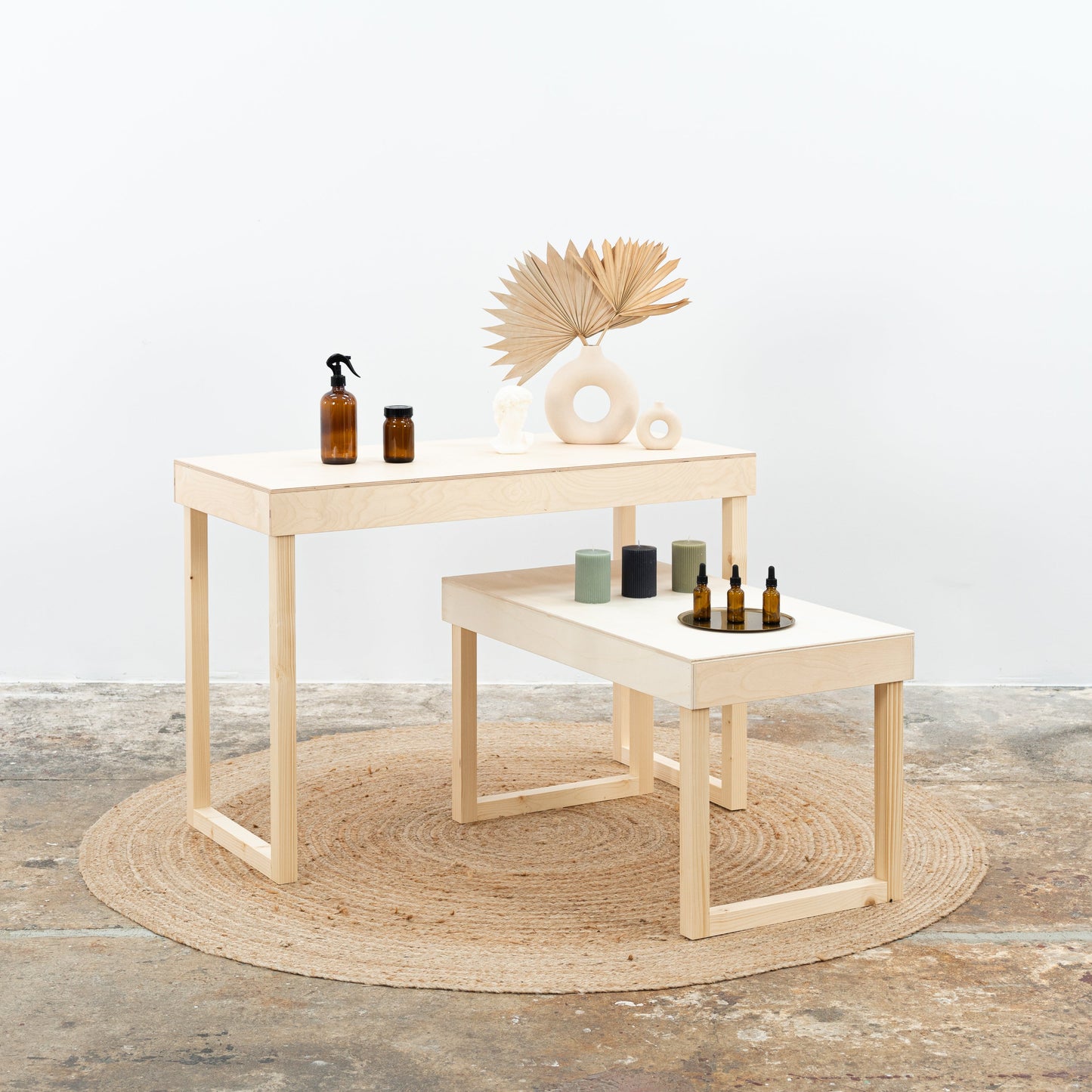 SAMPLE SALE | A set of two display nesting tables VC-05-NT, perfect as a craft show display, store tiered display table