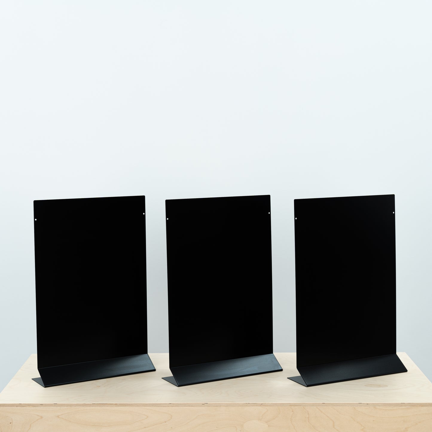 SAMPLE SALE | Set of 3 SAP-A3-V-BL metal magnetic table top sign boards, black, vertical, size A3 (Tabloid))