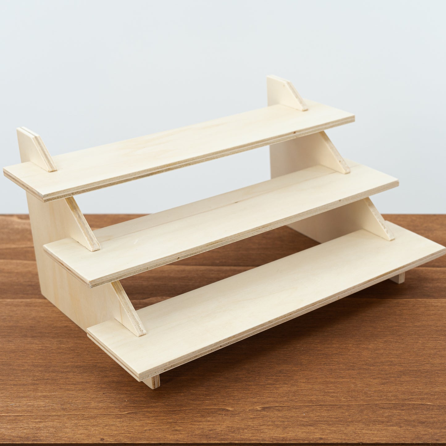 3-tired tabletop plywood display stand VAR-08-NT