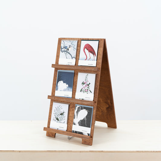 Porte-cartes postales en bois VAB-02-B-CF | exposition de magasin et de foire artisanale