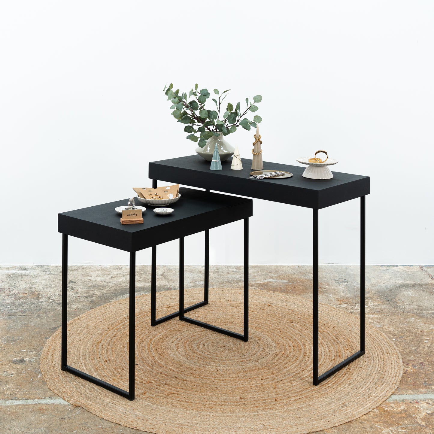 2 display tables SC-15-BL-BL, foldable nesting tables