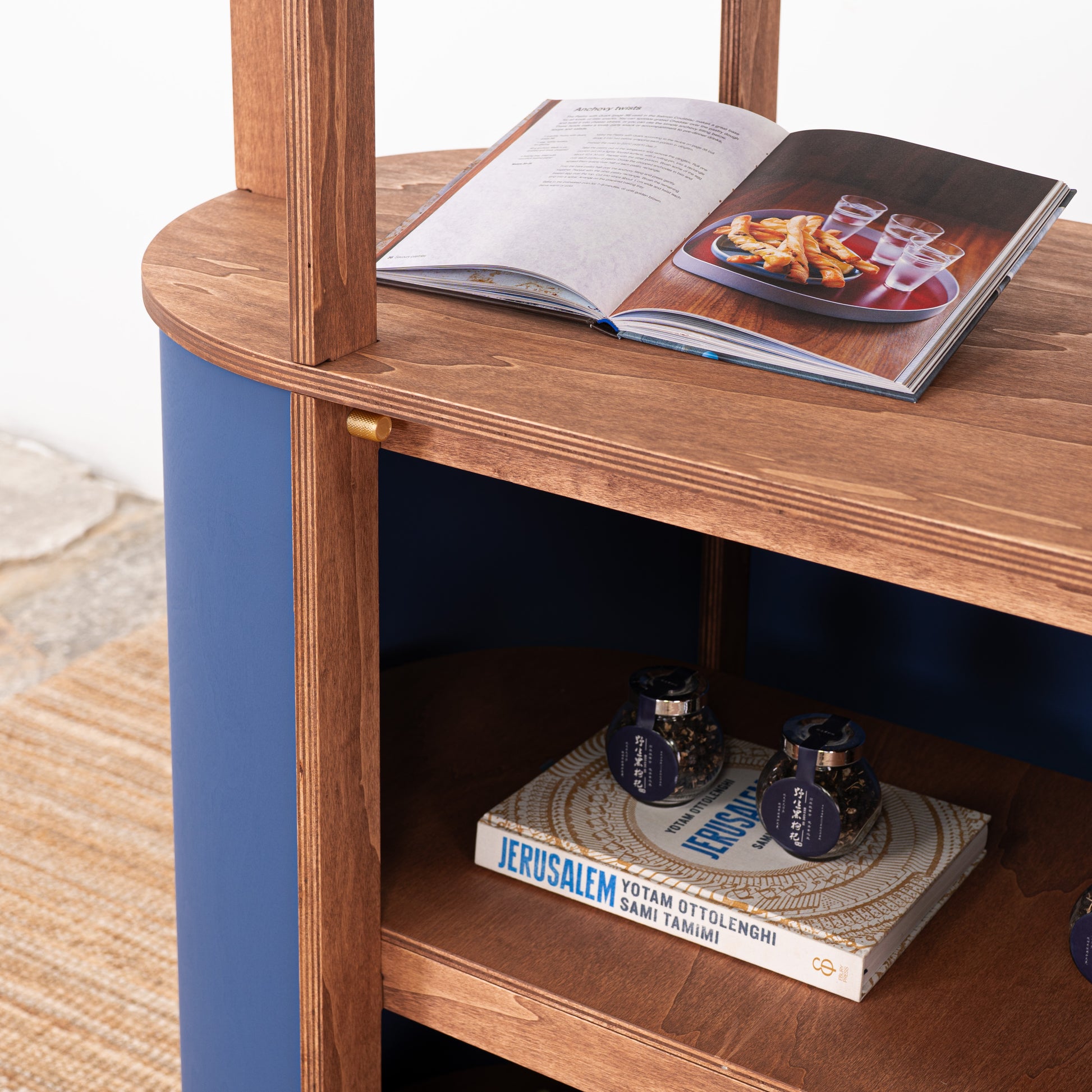 oval-shaped retail cart with additional shelf