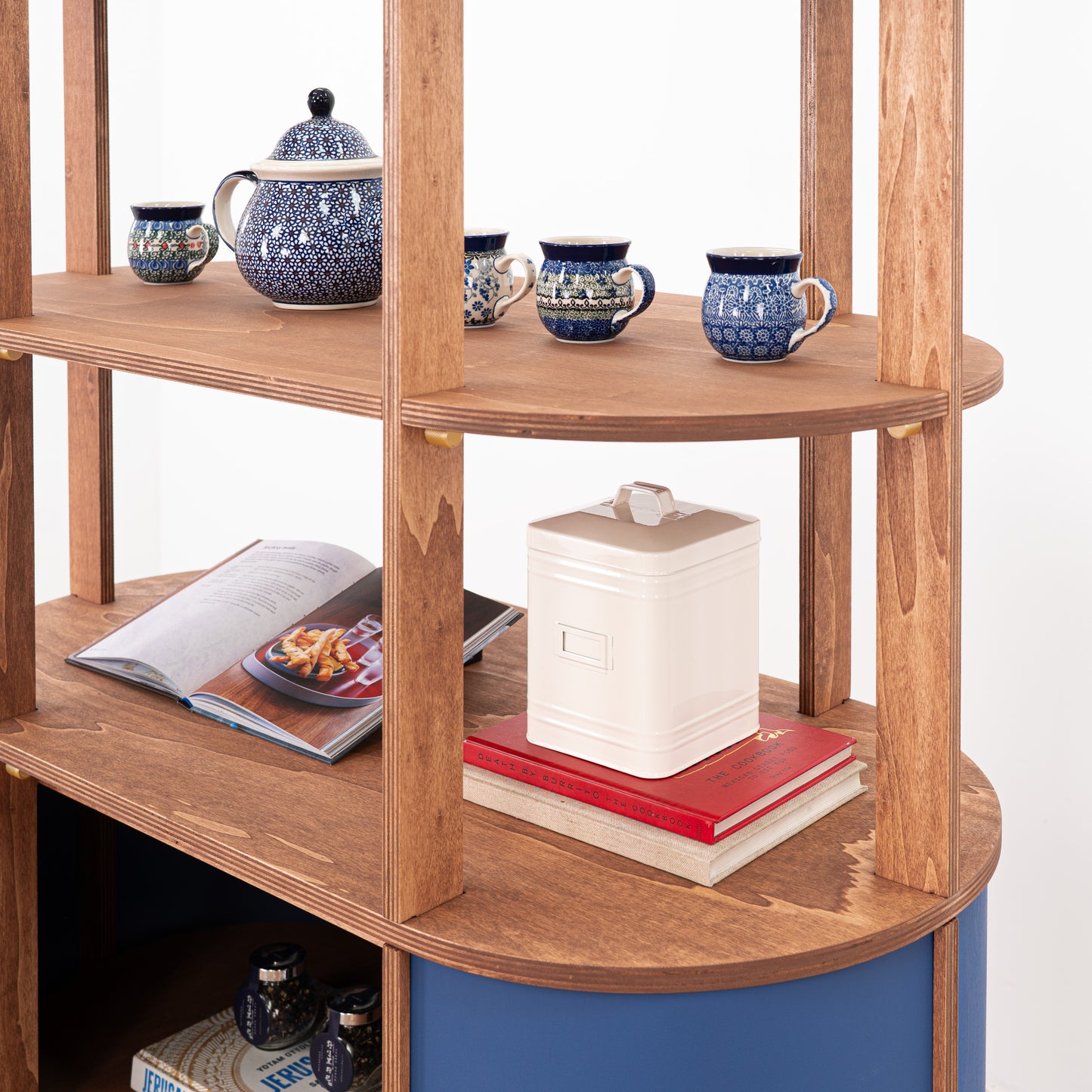 branded mobile cart with product shelving