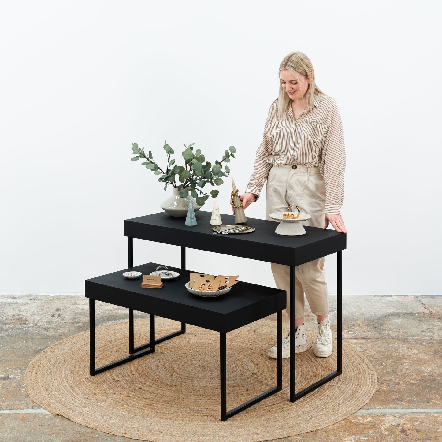 2 display tables SC-05-BL-BL, foldable nesting tables