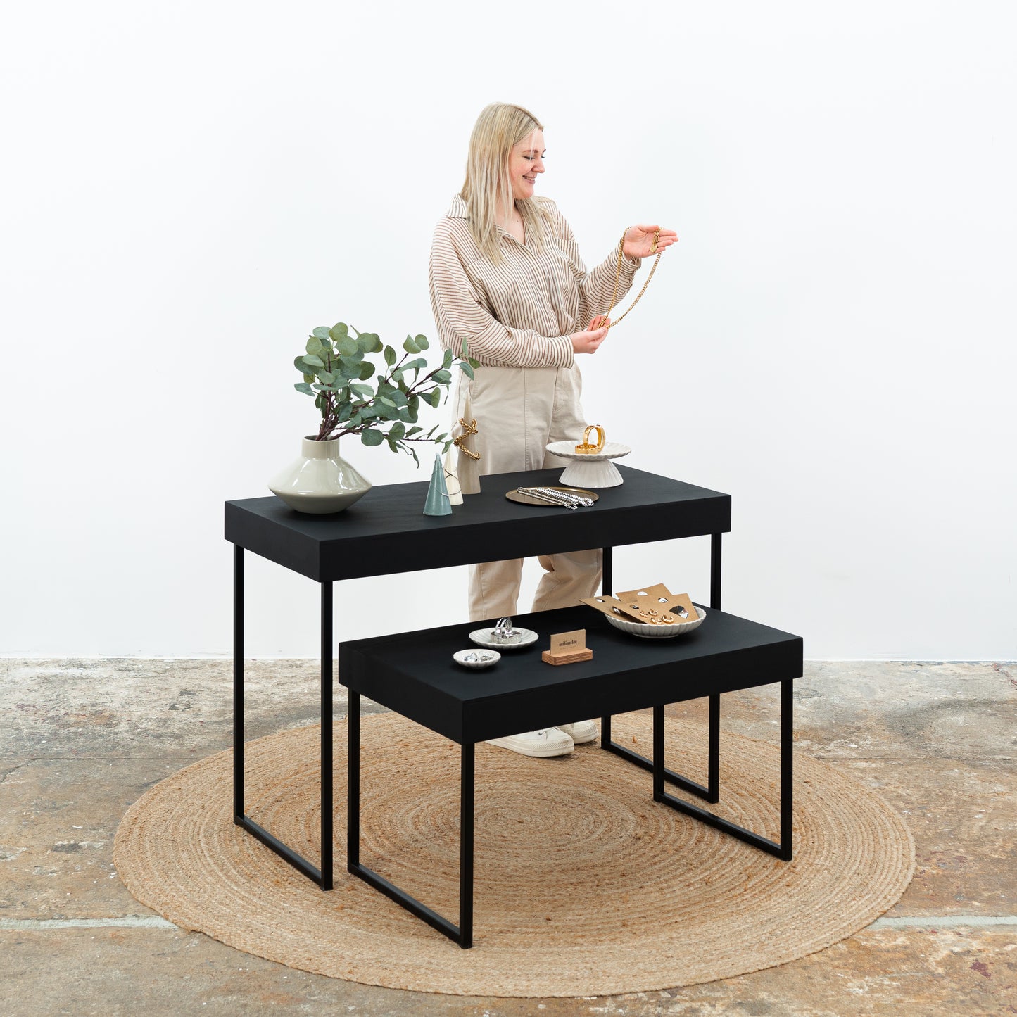 2 display tables SC-05-BL-BL, foldable nesting tables