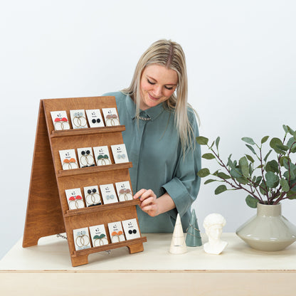 foldable earring card holder display stand for jewelry and postcards

