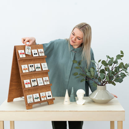 compact earring holder for boutique and market displays

