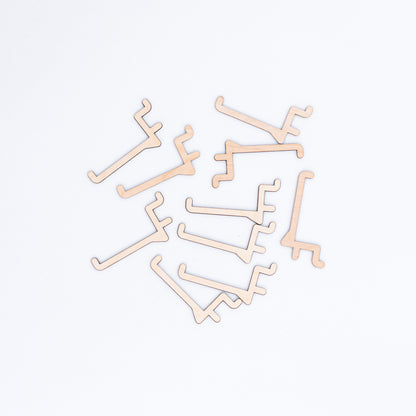 Set of 10 long hooks designed for freestanding and tabletop pegboards, perfect for organizing and displaying large merchandise at events and shops.