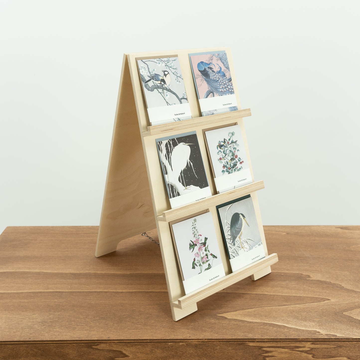 Wooden postcard holder VAB-02-B-NT | shop and craft fair display