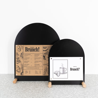 Magnetic tabletop sign boards in A4 and A5 with wooden base