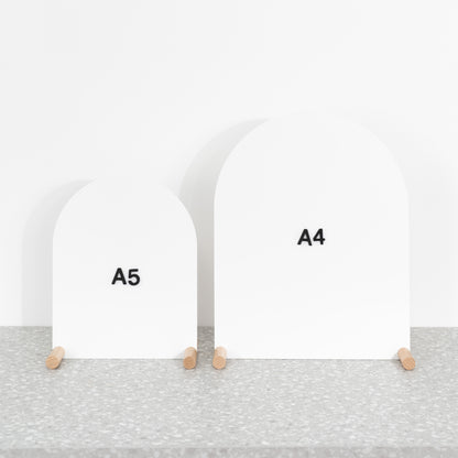 Minimal tabletop signs for store display