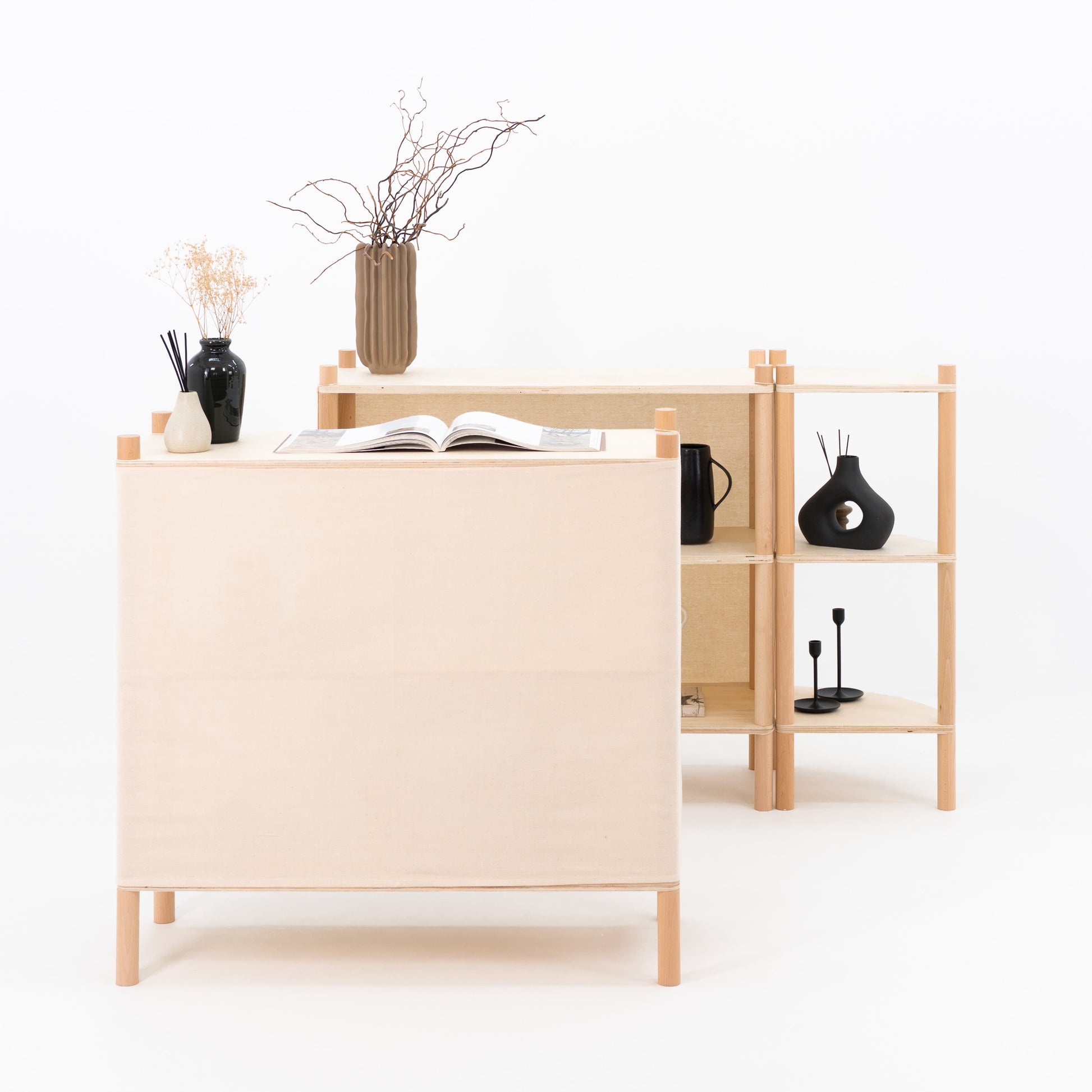 Compact event booth with modular checkout units