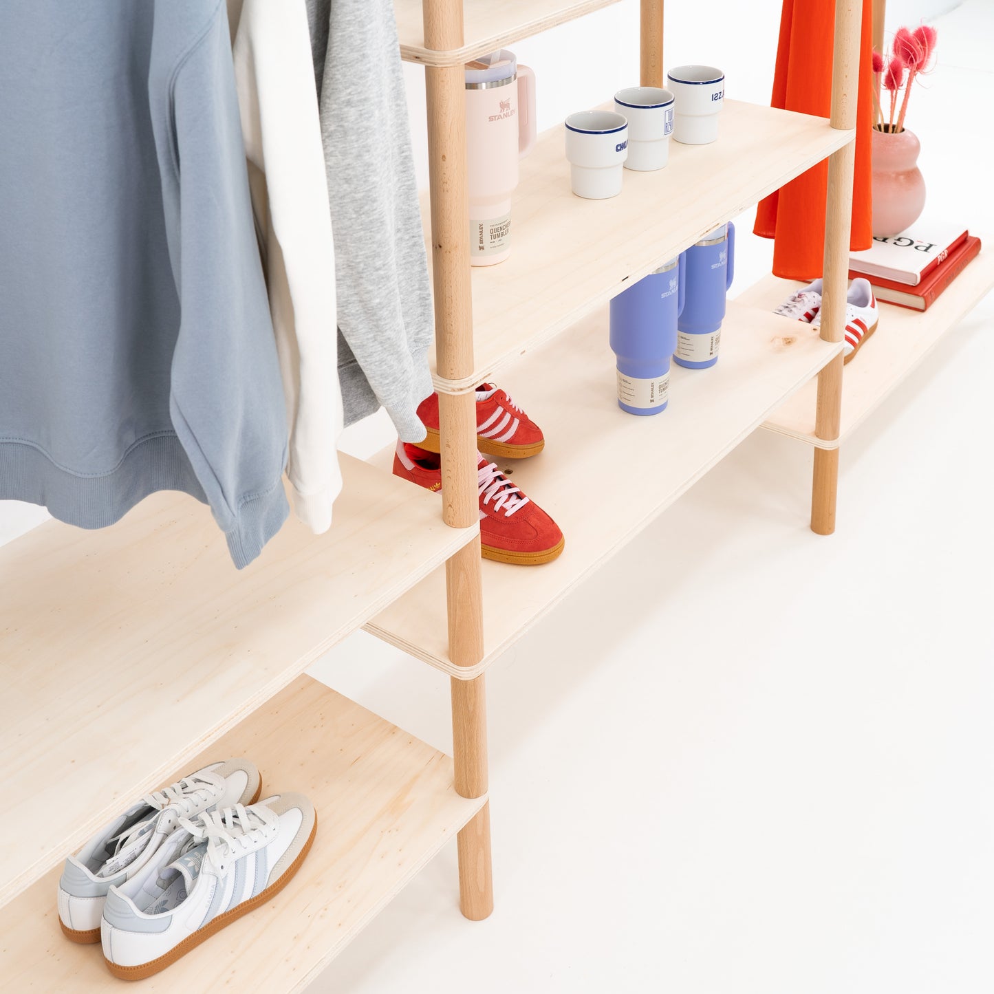 Freestanding or wall-mounted triple rack for retail setups