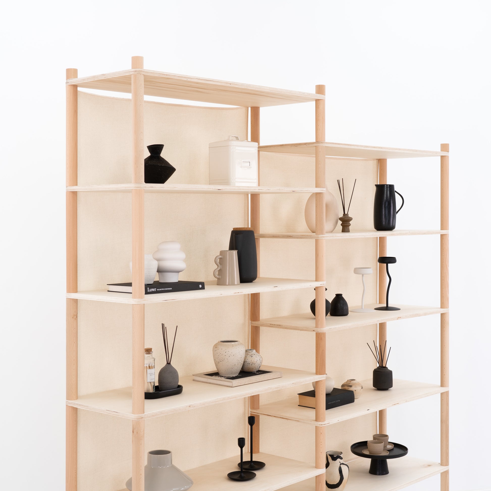 Detail of cotton panel and shelf integration