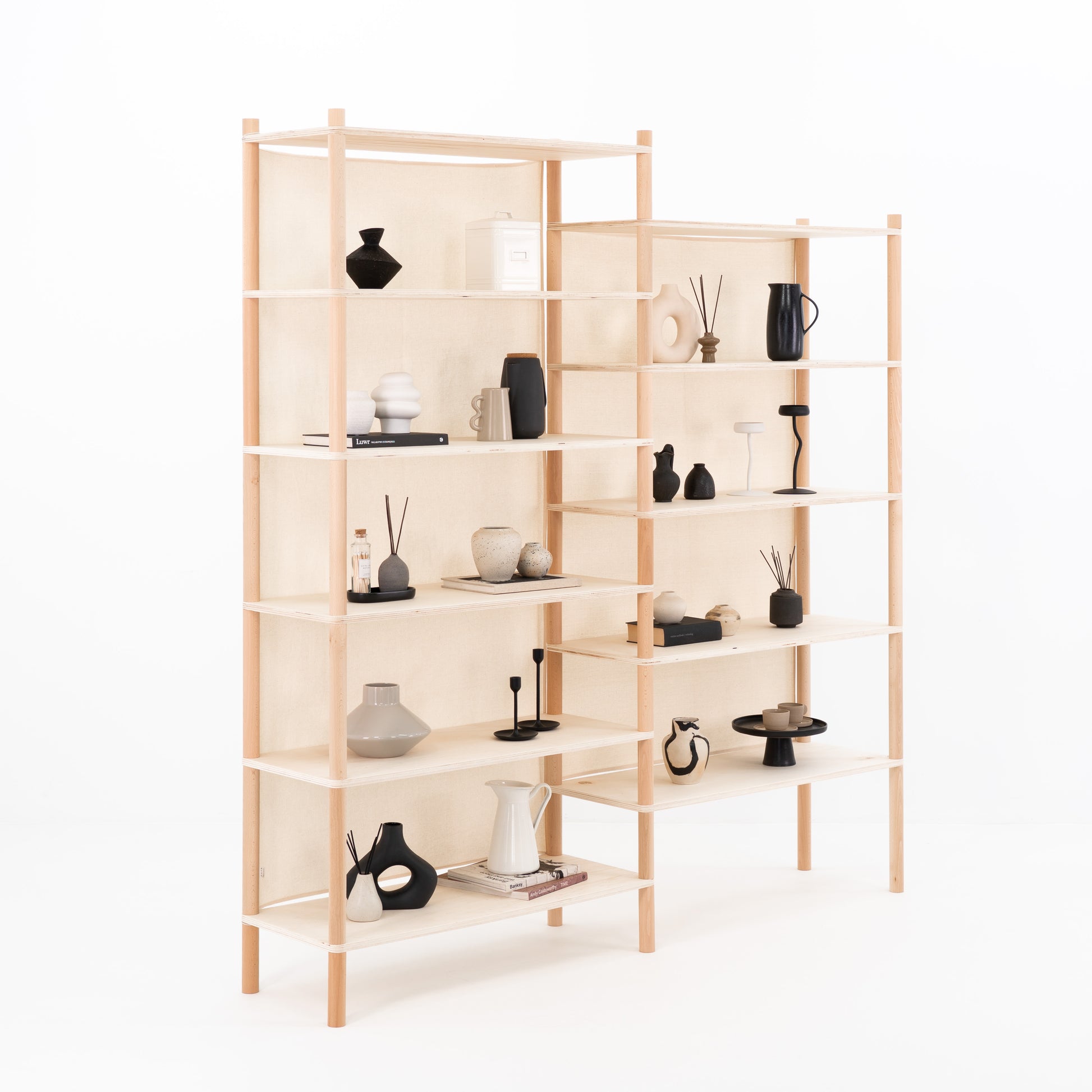 Beech shelving for ceramics, apparel & décor
