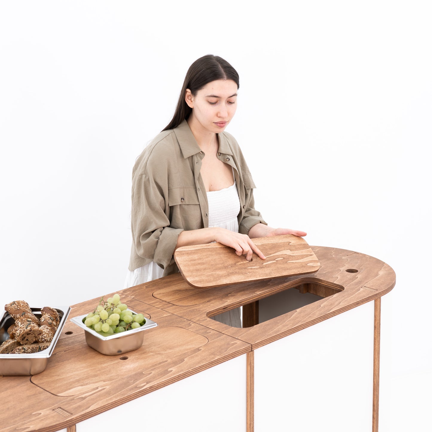 Grand comptoir ovale VC-28-W-ML | couleur personnalisée