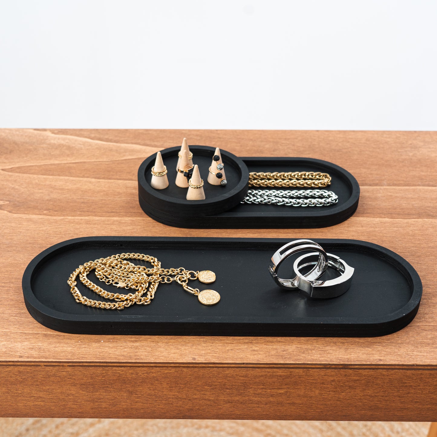 SAMPLE SALE | Oval display trays VAR-09-BL No.30 | set of 3 sizes | for jewelry, stationery, pins, small products