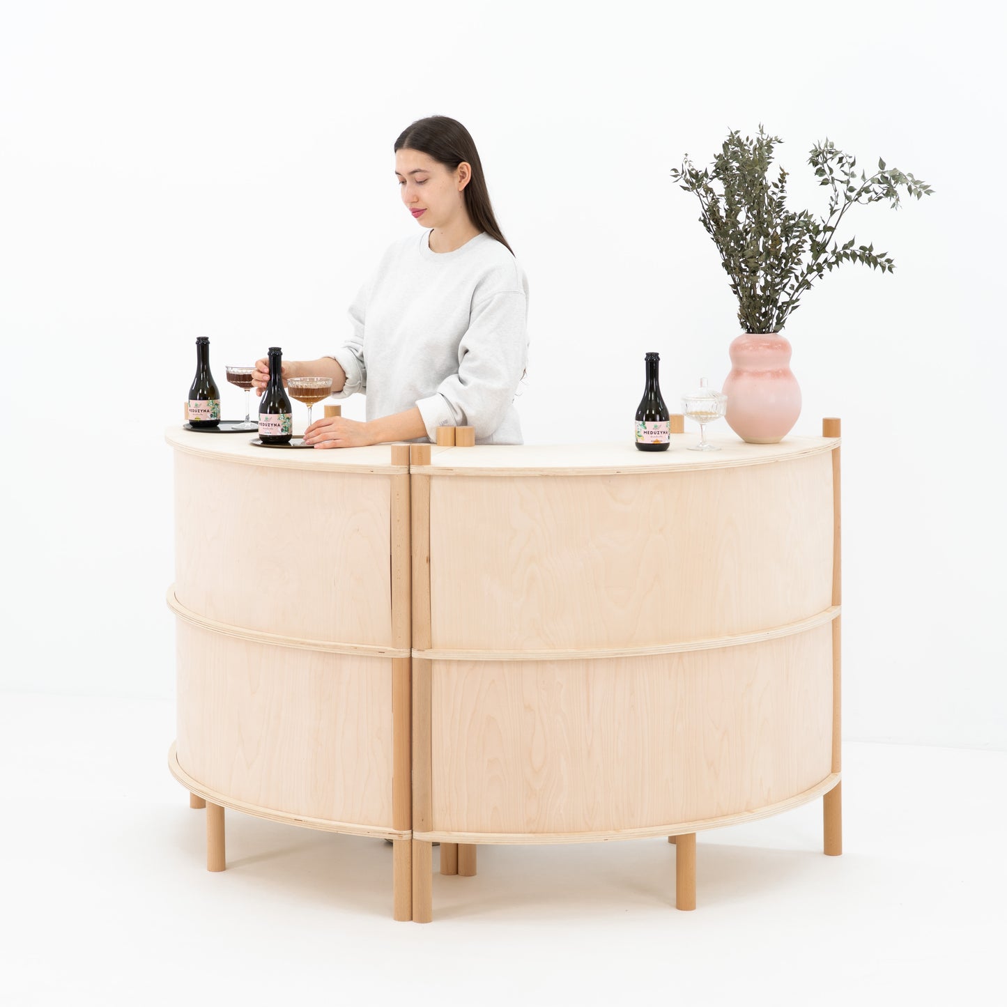 Marumori Curved Checkout Counter Bundle | natural color