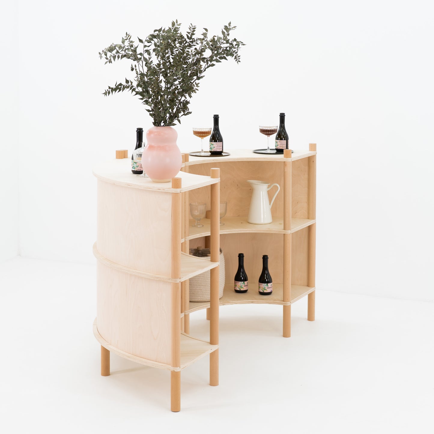 Marumori Curved Checkout Counter Bundle | natural color
