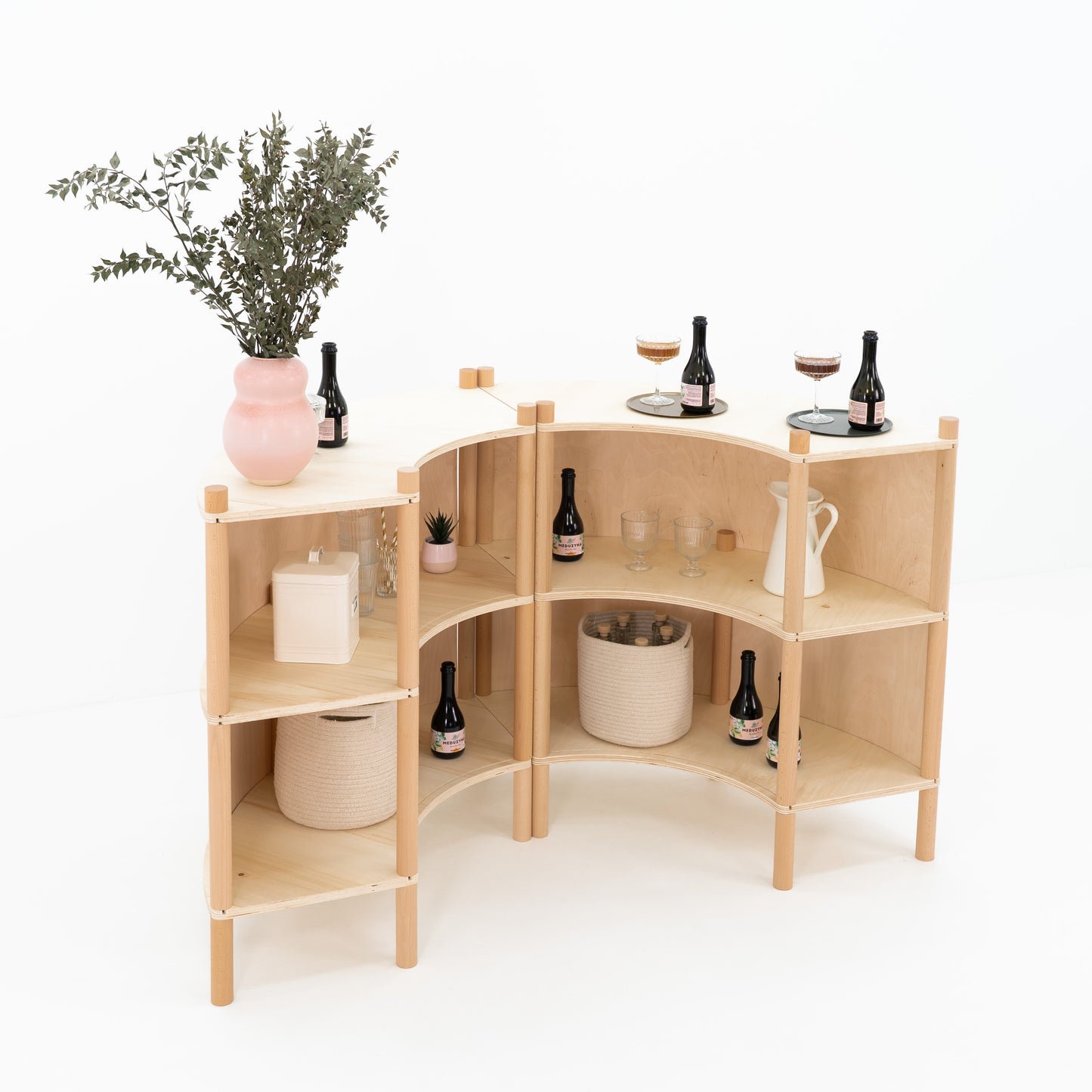 Marumori Curved Checkout Counter Bundle | natural color
