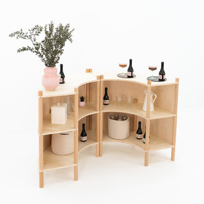Nara Curved Checkout Counter Bundle | natural color
