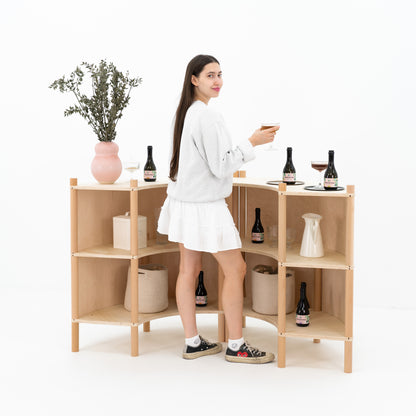 Nara Curved Checkout Counter Bundle | natural color