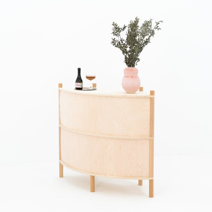 flat-packed bambuk checkout counter in dedicated carry cases
