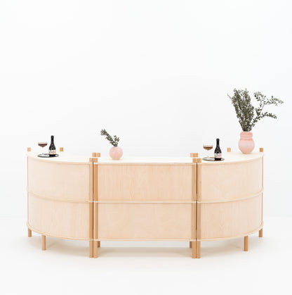 Customizable front panel trade fair counter set with graphics