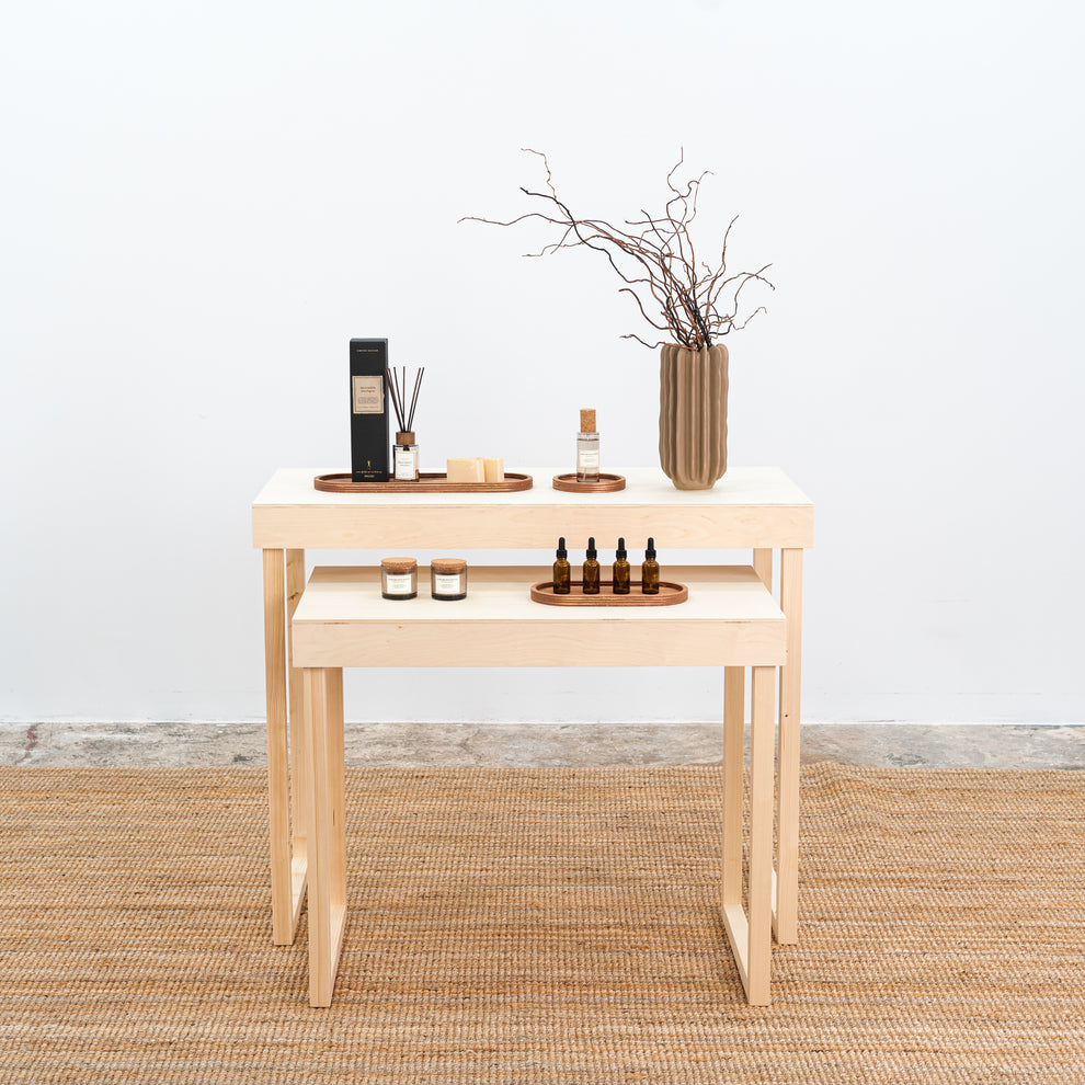 Nesting Vendor Tables – Natural Display for Trade Fairs – Milimetry