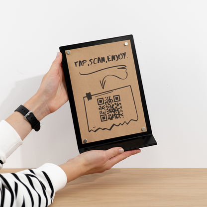 Black magnetic tabletop sign board for menus and price lists in cafés