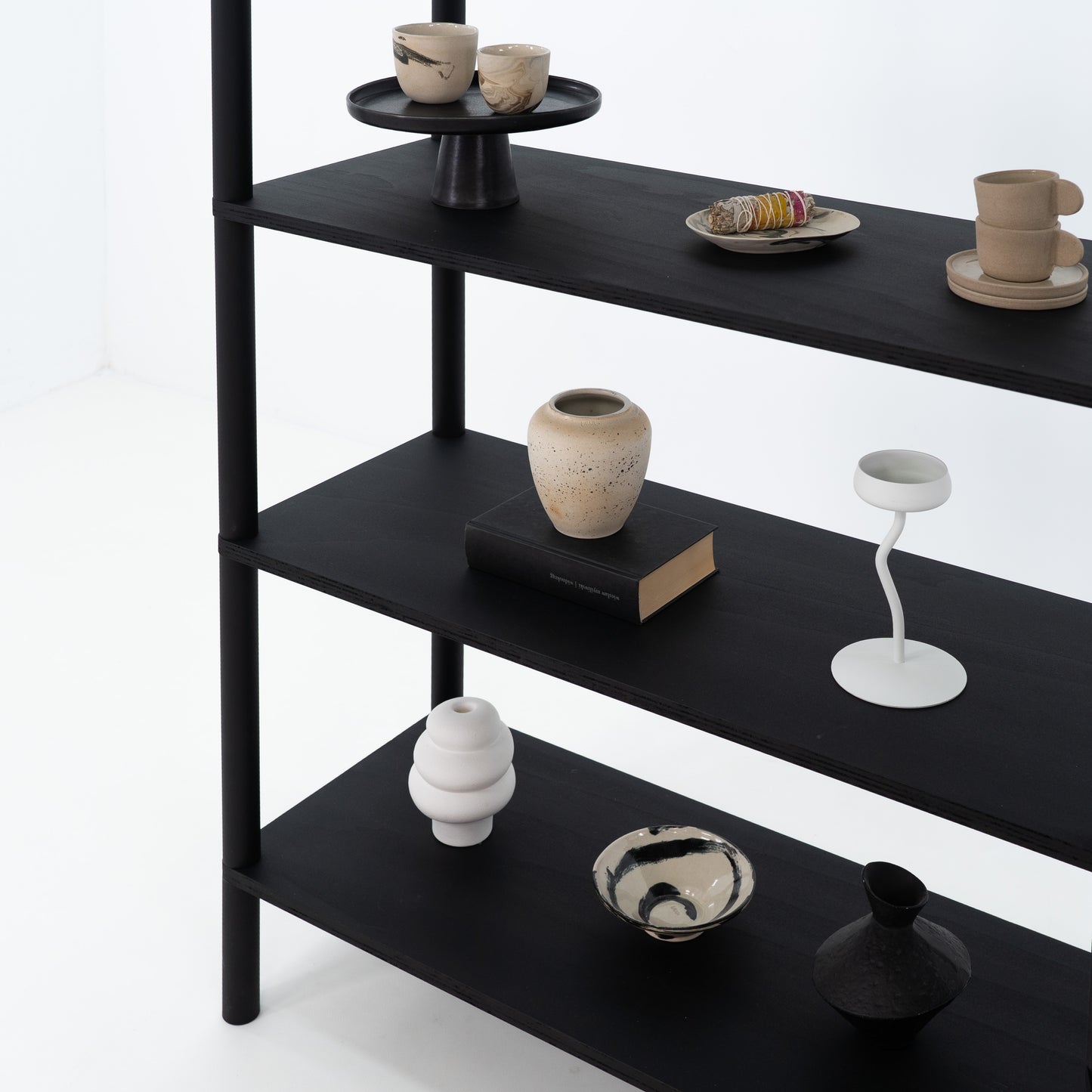 Double shelving unit BS-02-B-BL | black color