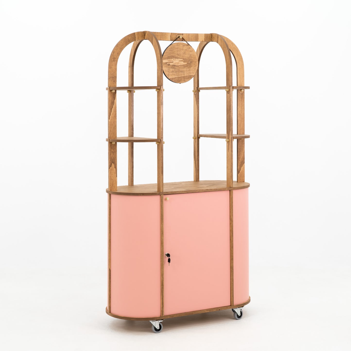 Stoisko reklamowe owalne VC-26-A-W-ML | kolor RAL/NSC dodatkową półką