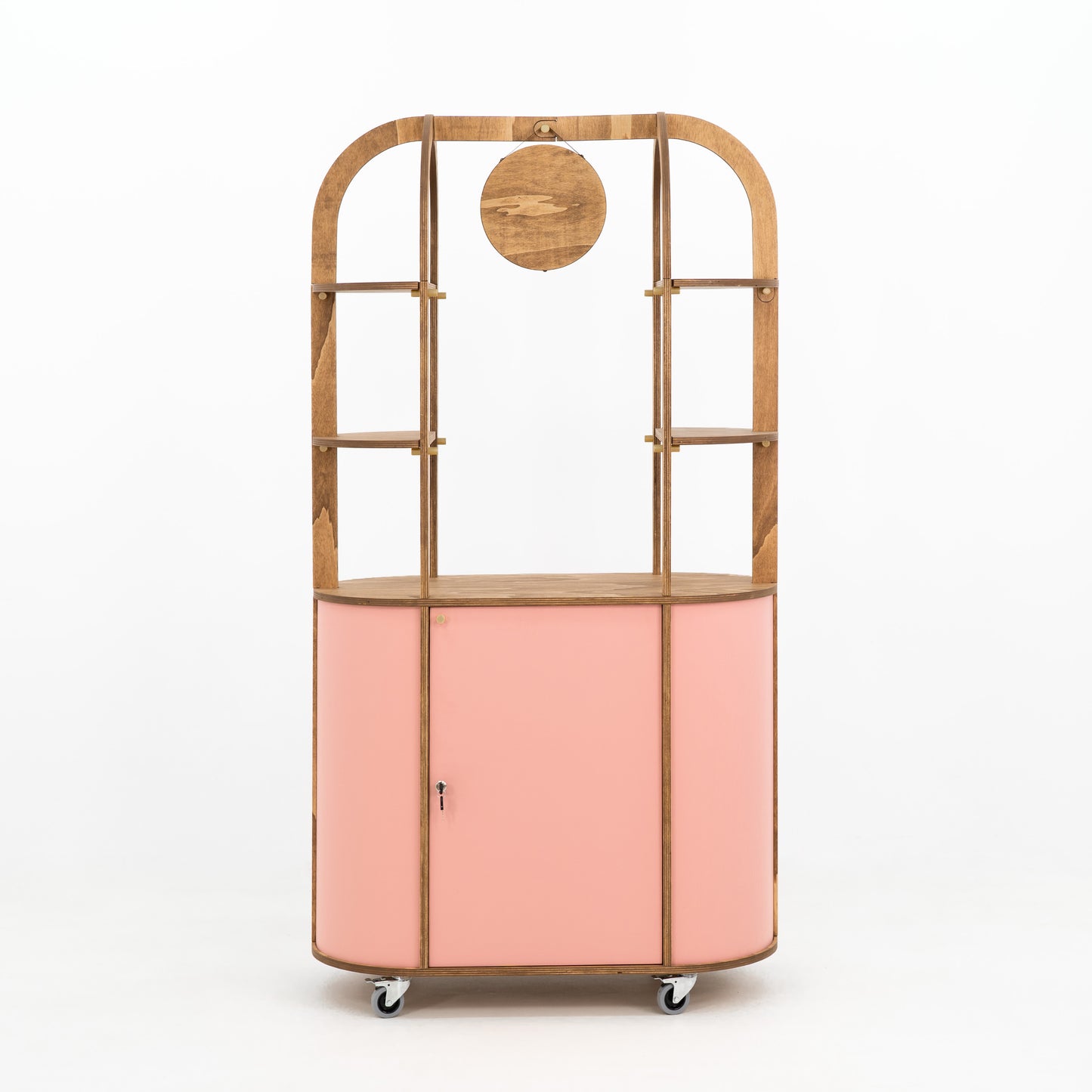 Stoisko reklamowe owalne VC-26-A-W-ML | kolor RAL/NSC dodatkową półką