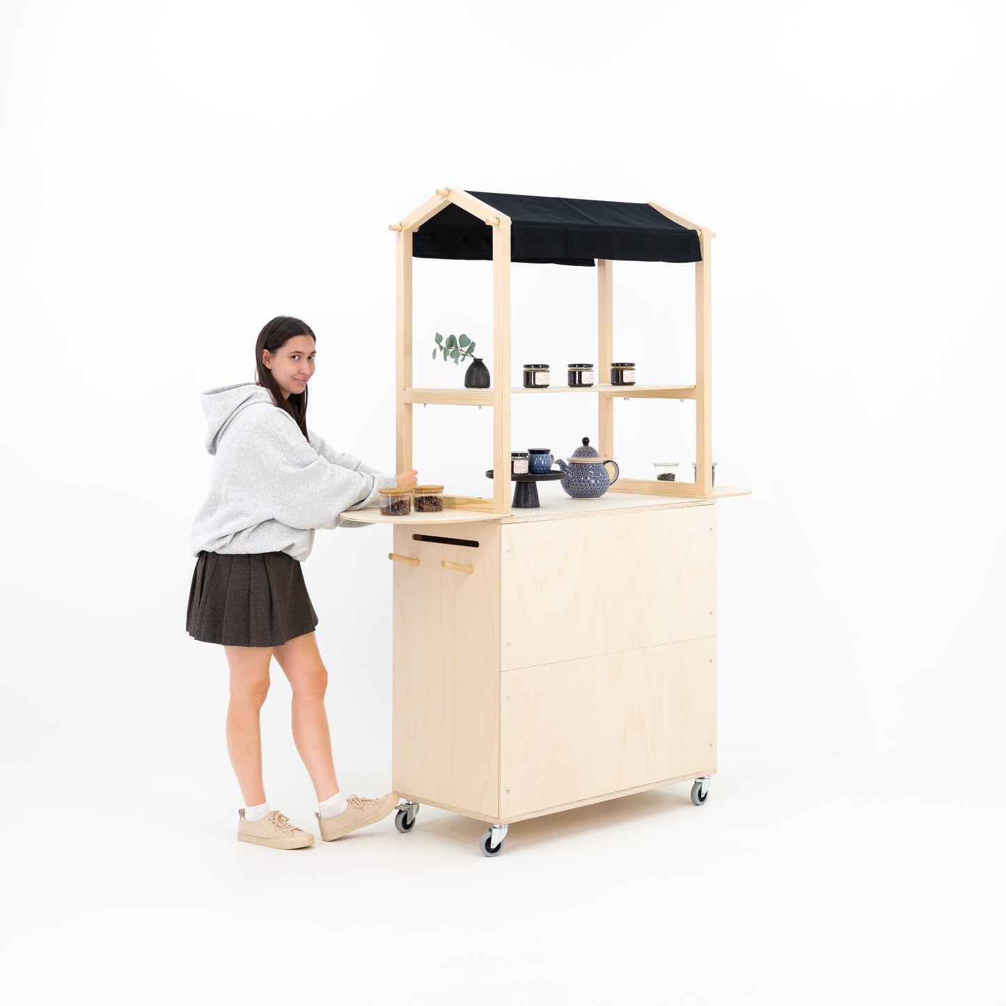 Mobilny wózek ekspozycyjny VC-12-W-NT | kolor naturalny