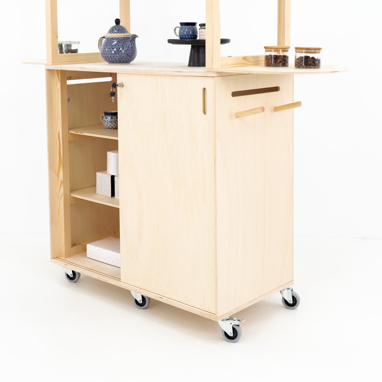 Mobilny wózek ekspozycyjny VC-12-W-NT | kolor naturalny