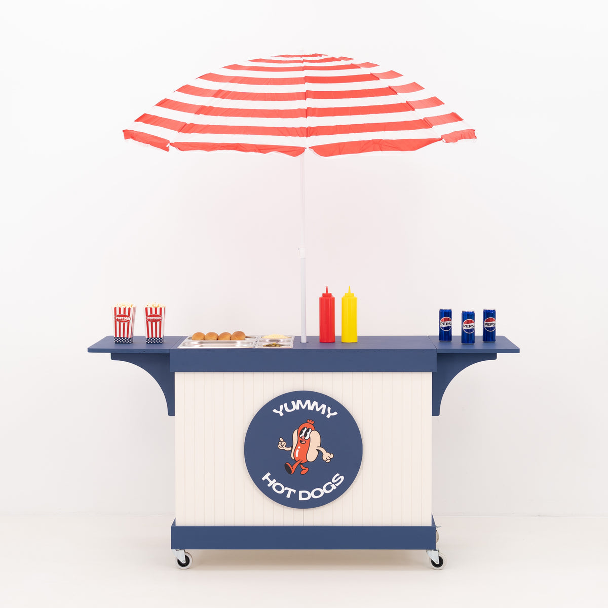 Compact exhibition cart with organized storage