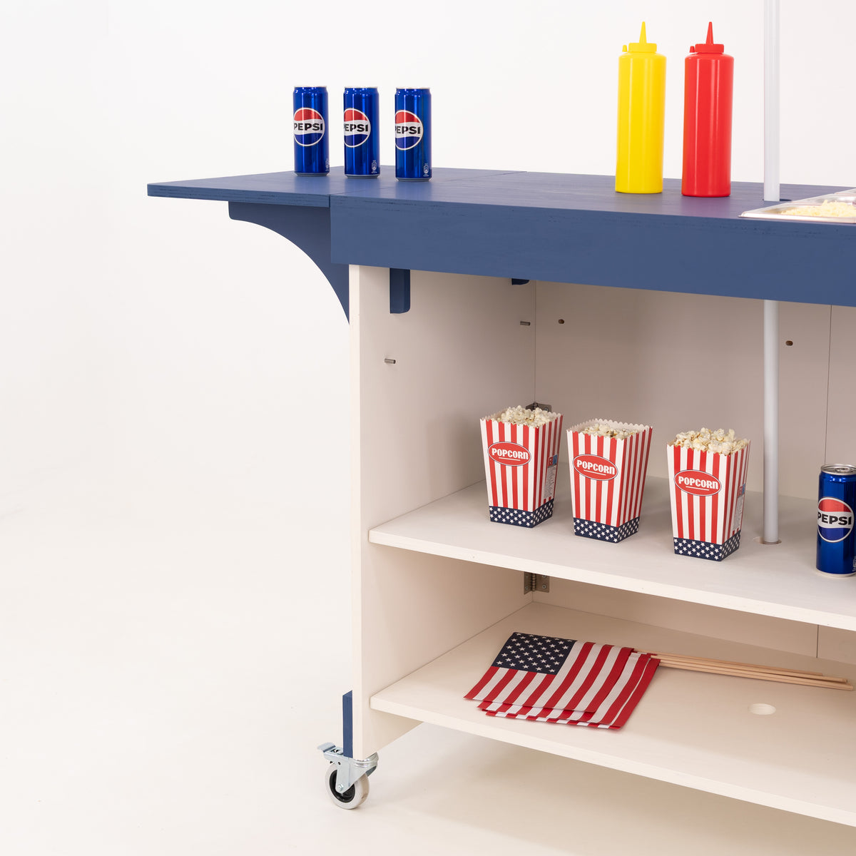 Catering display cart with organized food storage
