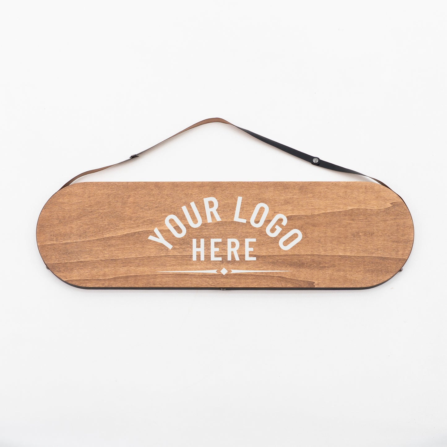 Owalna tablica z logo | kolor kawy