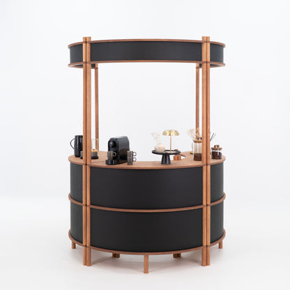 Nara II curved customer service station | coffee + custom color